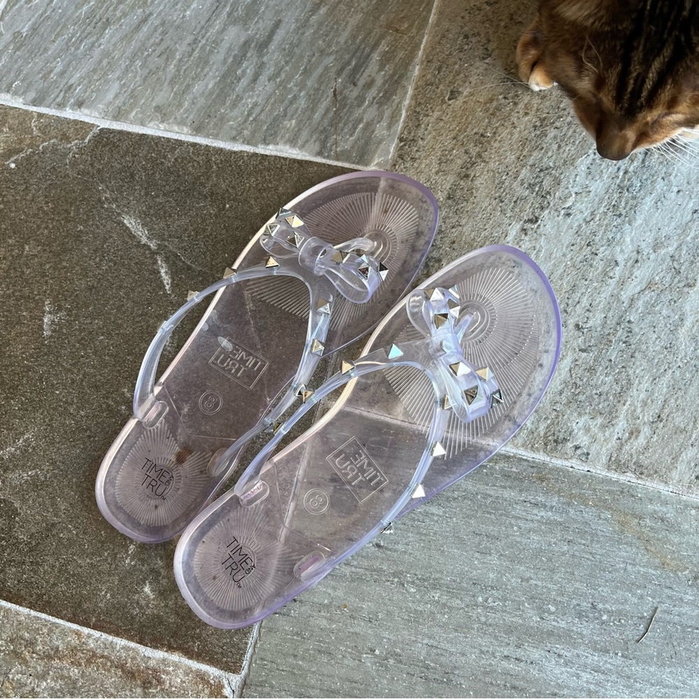 Clear Studded Bow Jelly Sandals